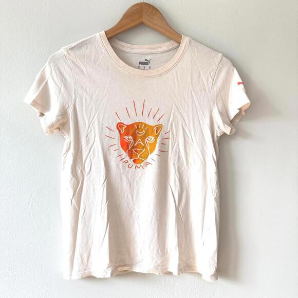 Light Peach Puma X-Ray Women's Graphic Tee Fiery Coral Puma Image - Size S - Picture 1 of 6